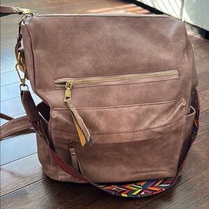 Dusty rose backpack with removable strap